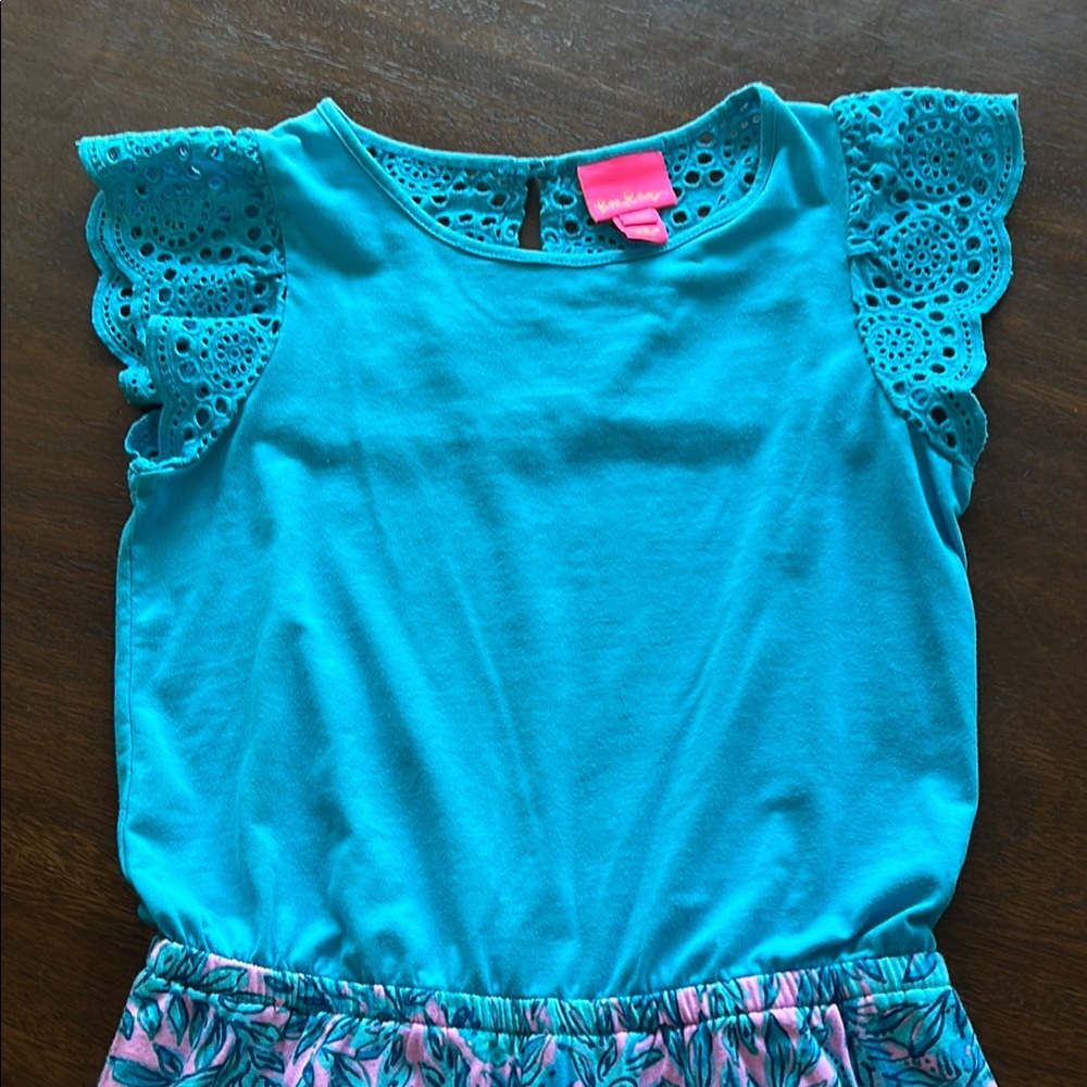 Lilly Pulitzer Teal and Pink Kids One Piece